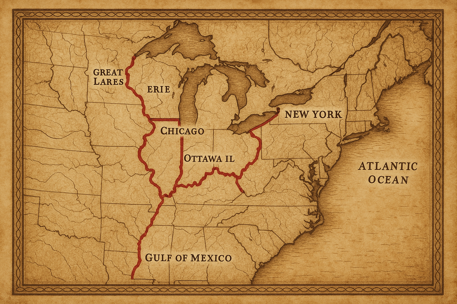 Waterway Map Antique